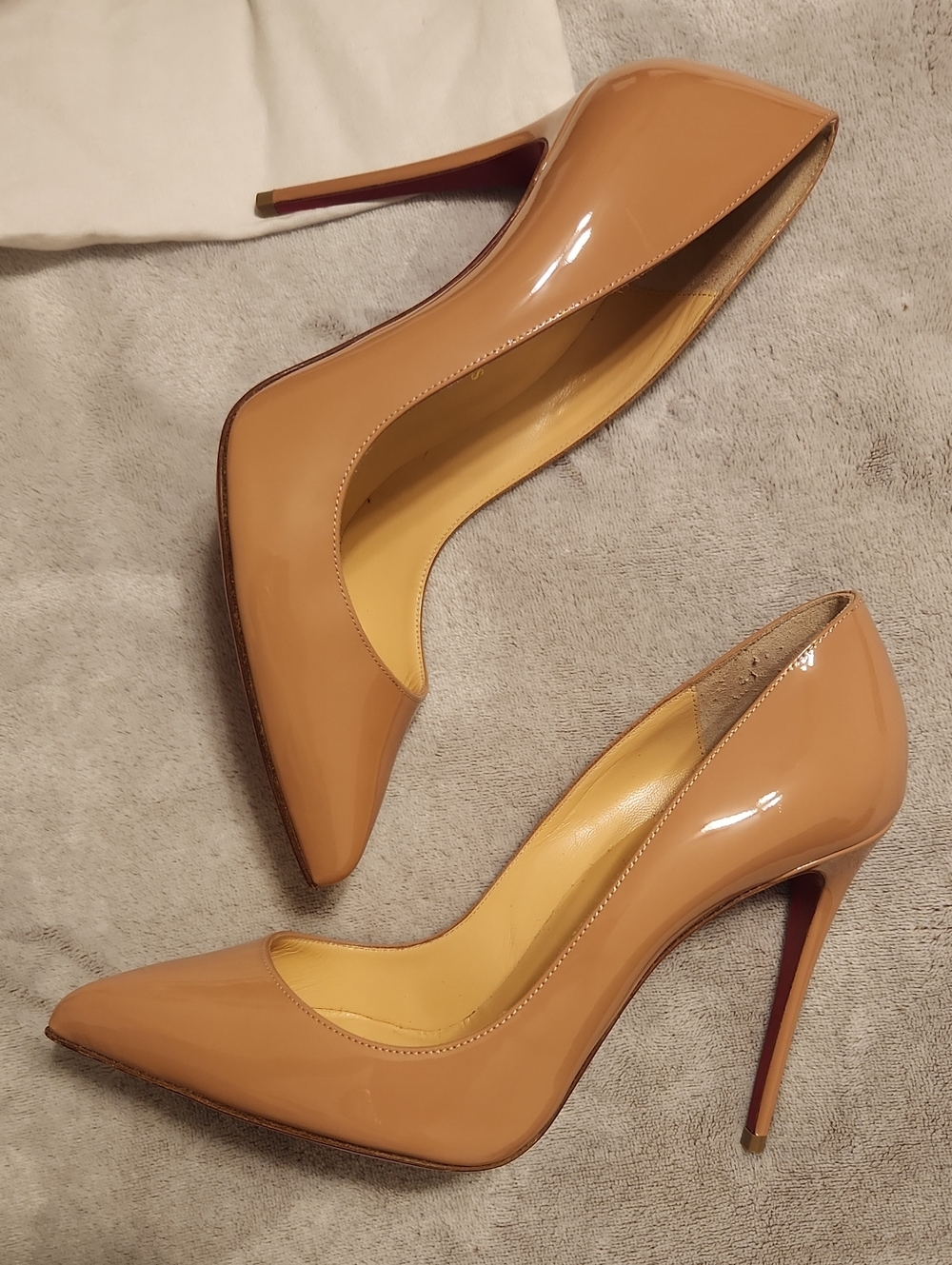 Christian Louboutin Nude Patent Pointed-Toe Stiletto
